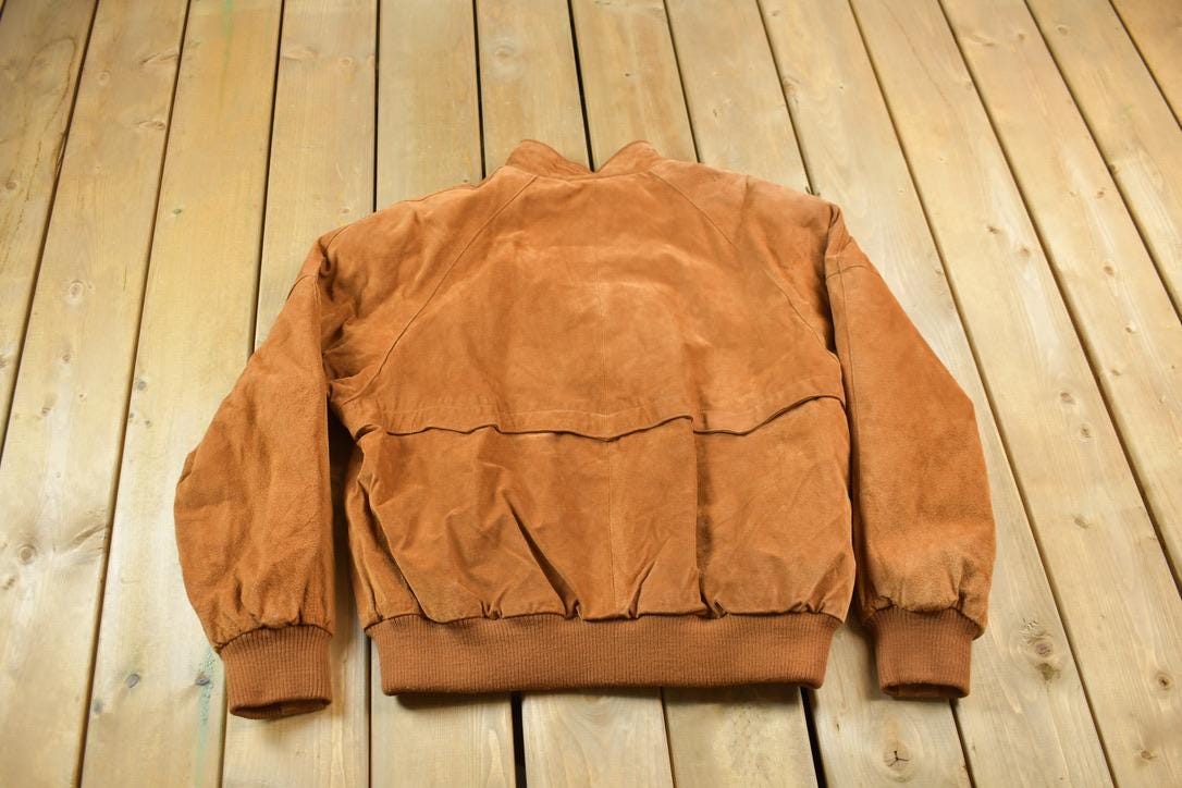 Vintage 1980s Boston Traders Suede Leather Bomber Jacket