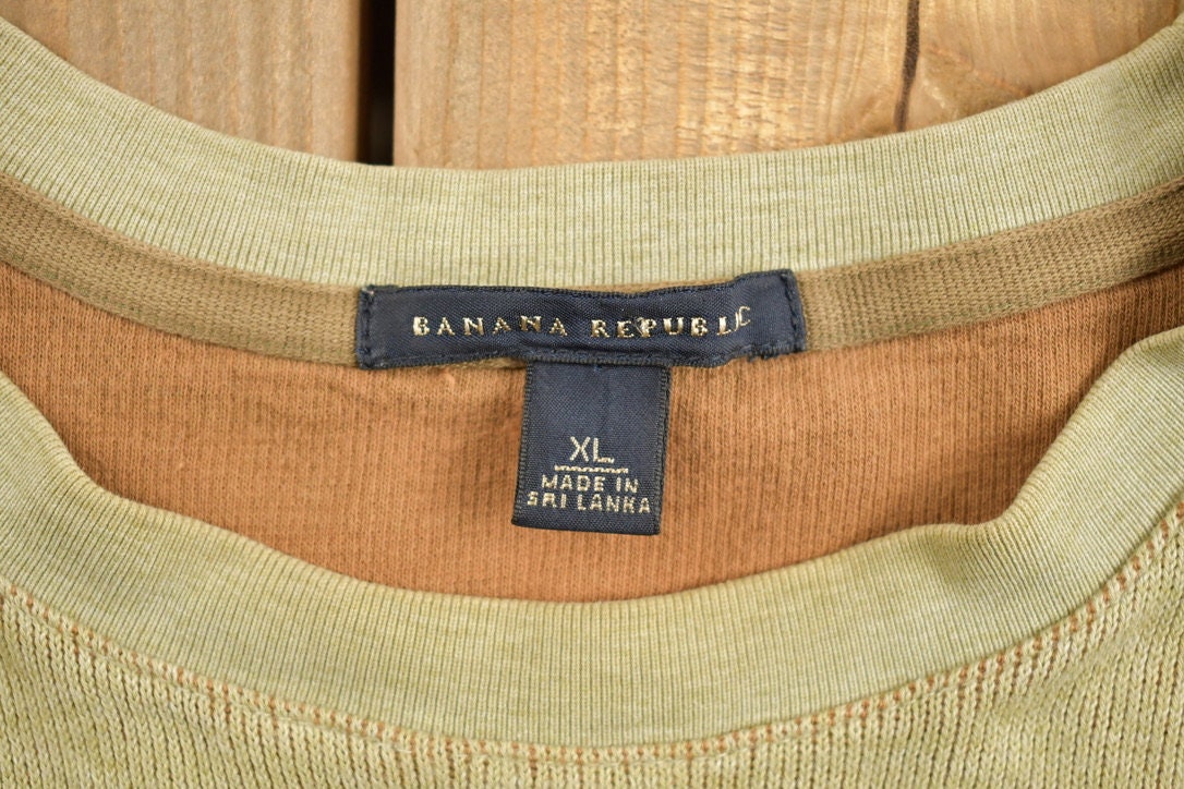 Vintage 1990s Green Banana Republic Wool Knitted Crewneck Sweater