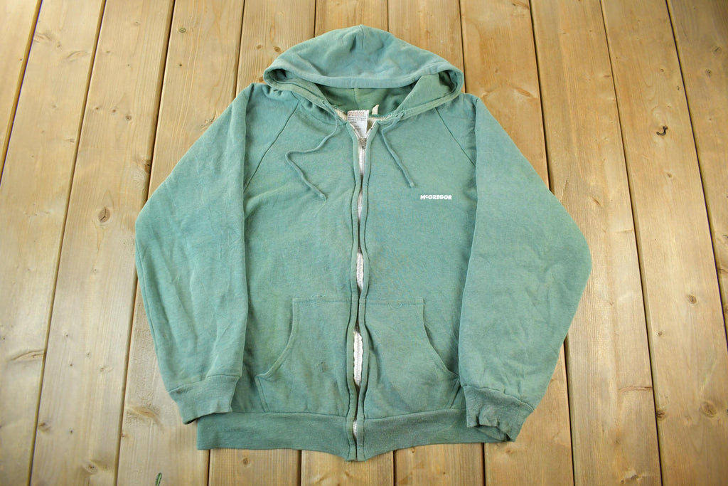 Vintage 1980s McGregor Competitors Thermal Lined Full Zip Blank Hoodie Men's Small  80s Hoodie  Sun Faded  Blank  Heavyweight