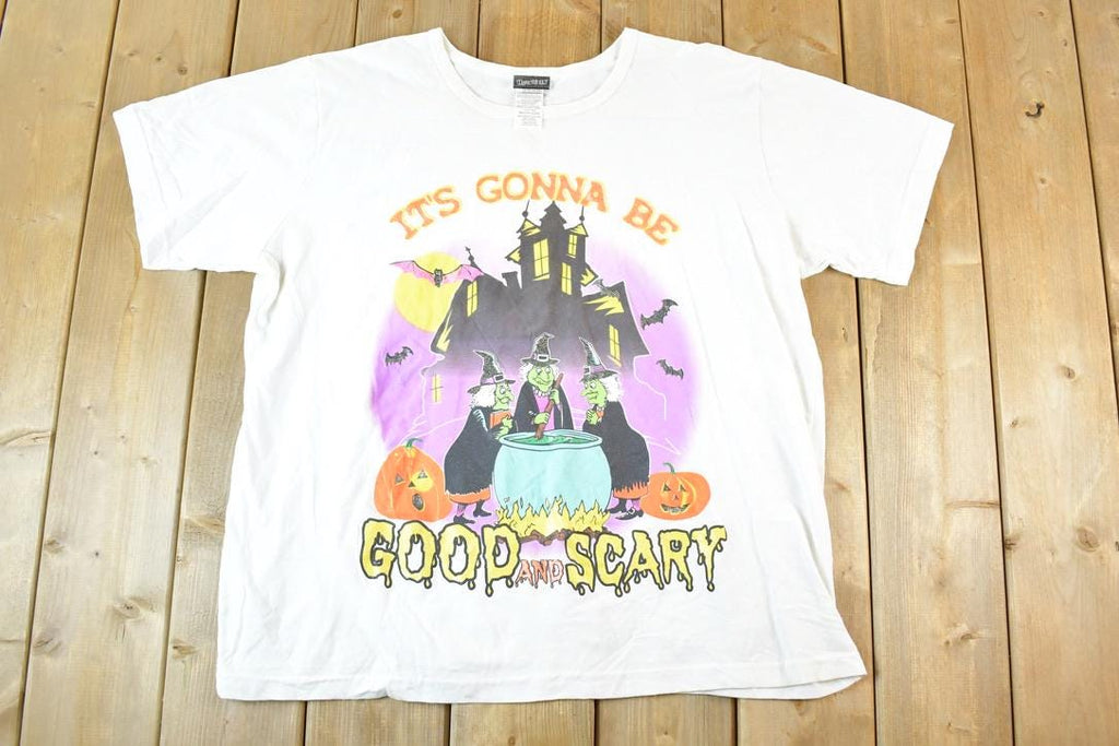 Vintage 90s Halloween Cartoon T-Shirt - Good And Scary - Mens L