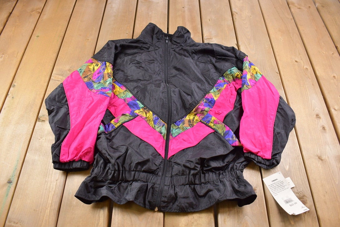 Vintage 1980s Active Elements Abstract Windbreaker Jacket