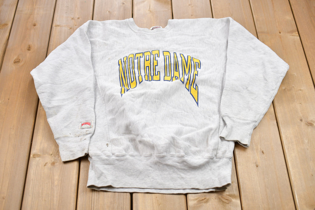 Vintage 1990s University of Notre Dame Fighting Irish Collegiate Crewneck  Nutmeg  NCAA Sweatshirt  Sportswear  Americana  Made In USA