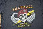 Vintage 1986 Military Skull Graphic Single Stitch T-Shirt Made In USA