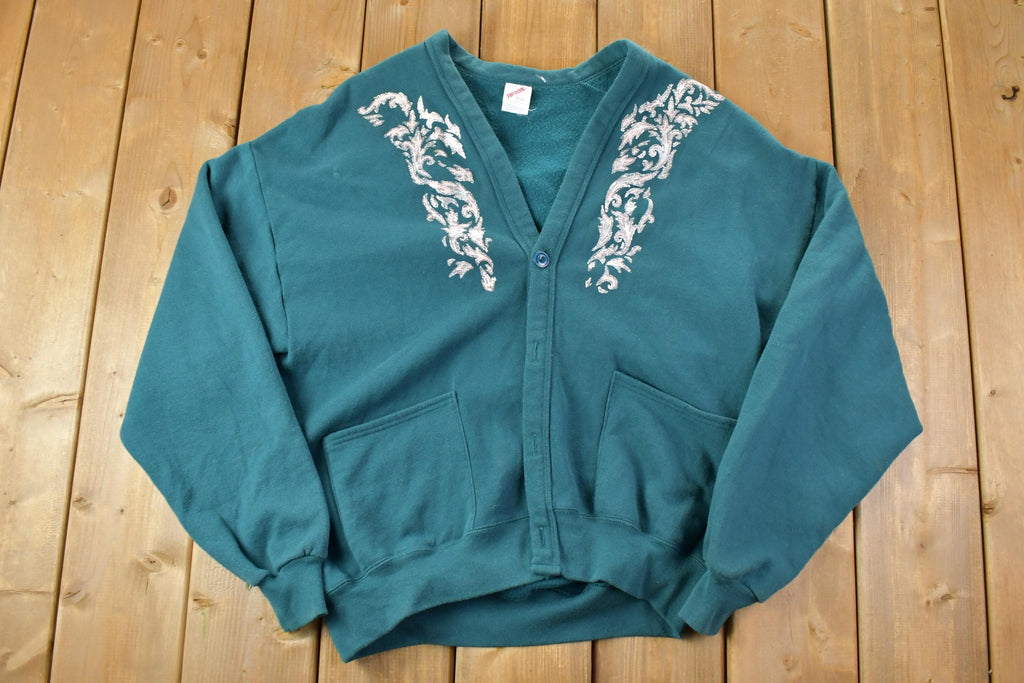 Vintage 1990s Cardigan Design Sweatshirt