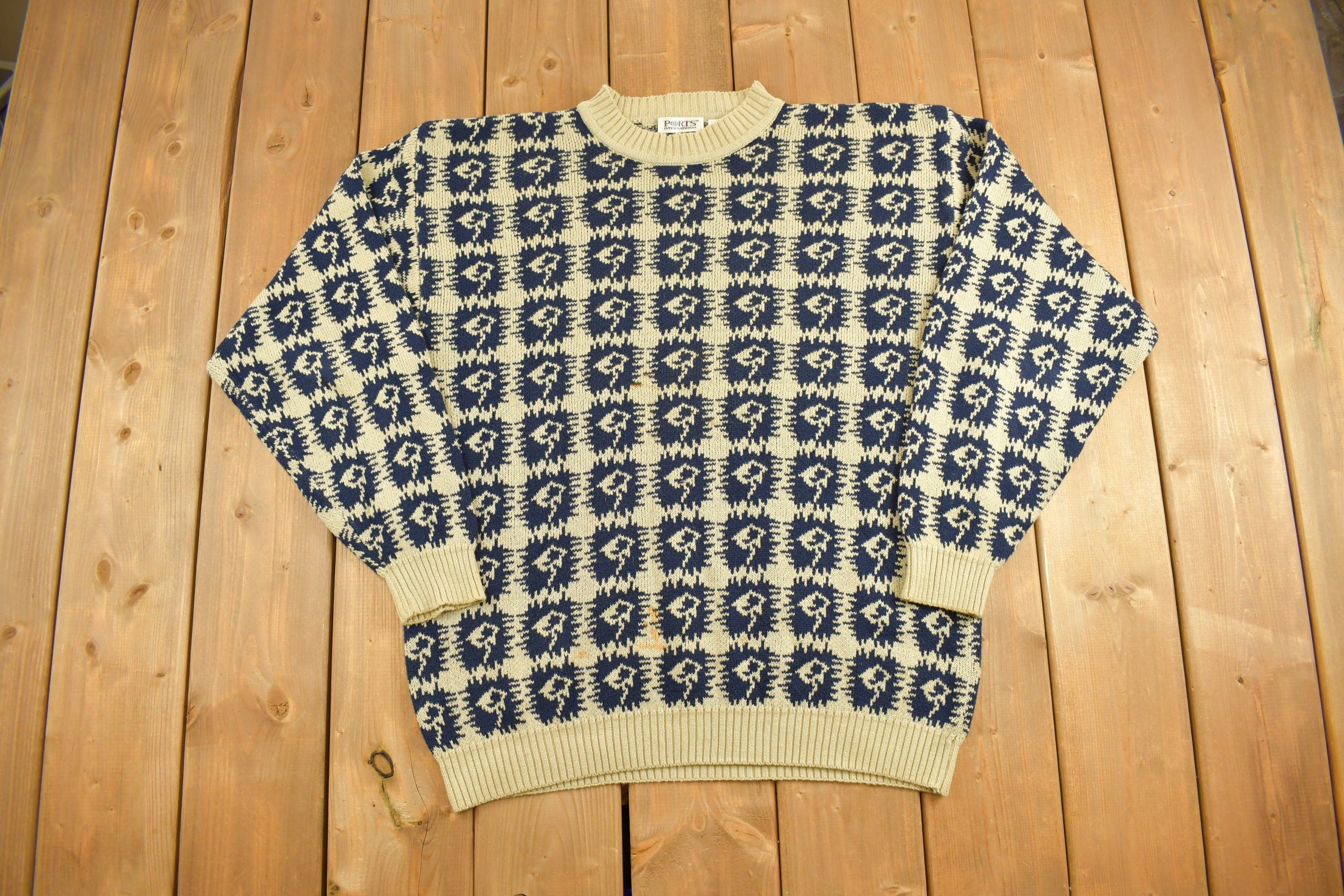 Vintage 1990s Ports International Knitted Crewneck Sweater