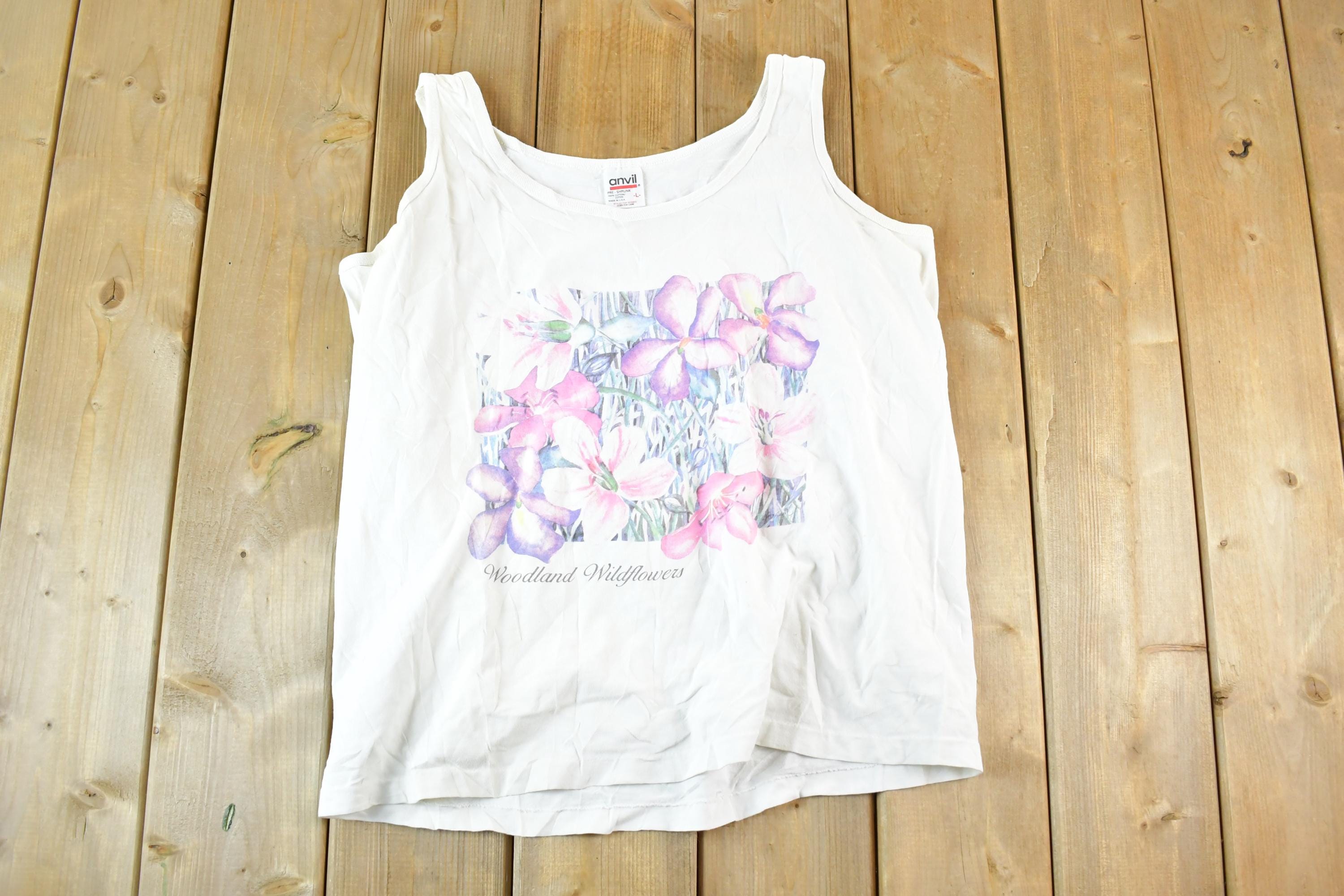 Vintage 1990s Woodland Wildflowers Souvenir Tank Top Women's L