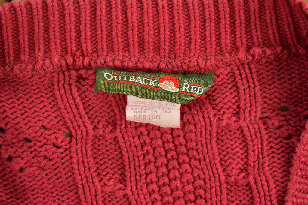 Vintage 1990s Outback Red Knitted Cardigan Button Up Sweater