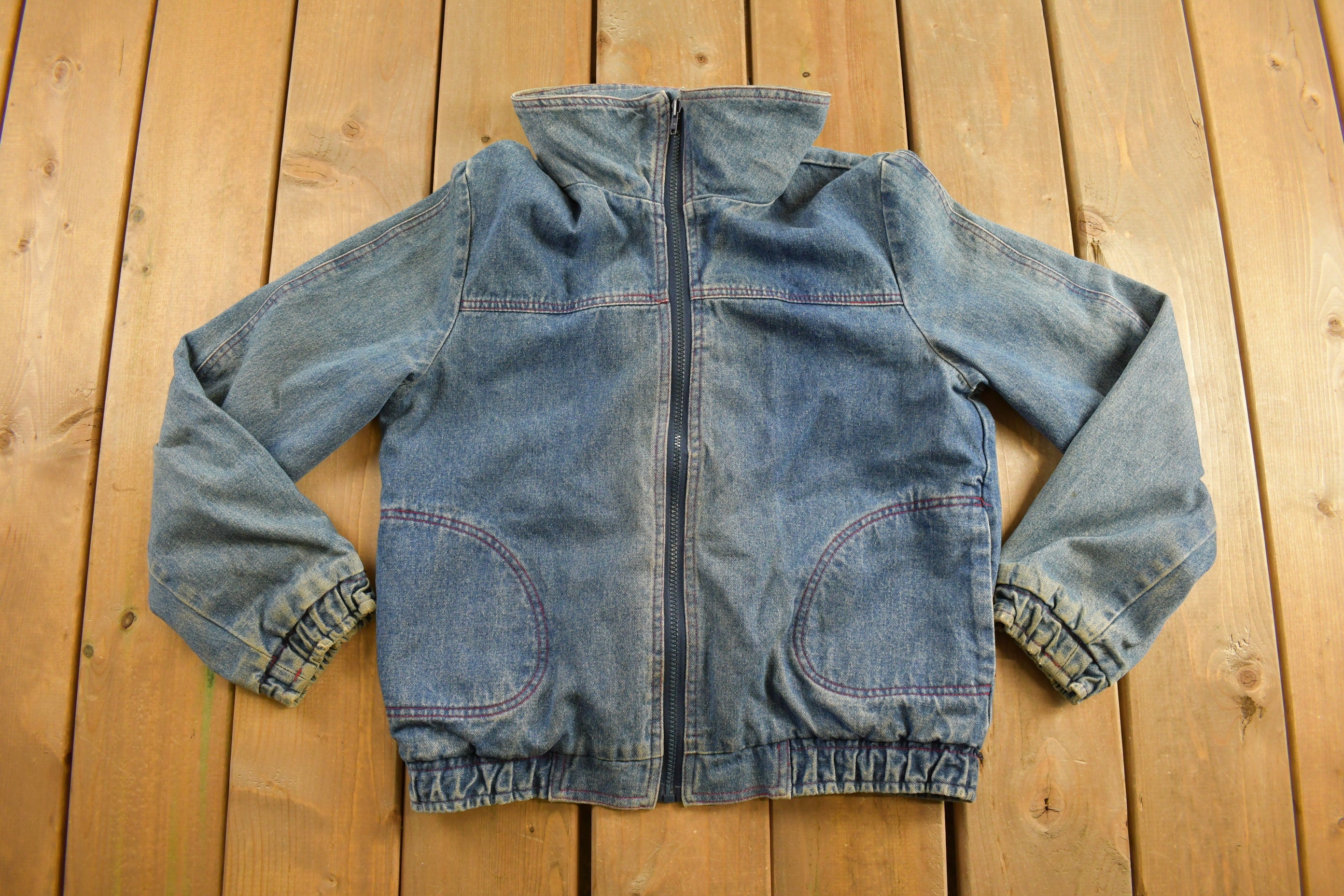 Vintage 1990s Plaid Reversible Denim Jacket