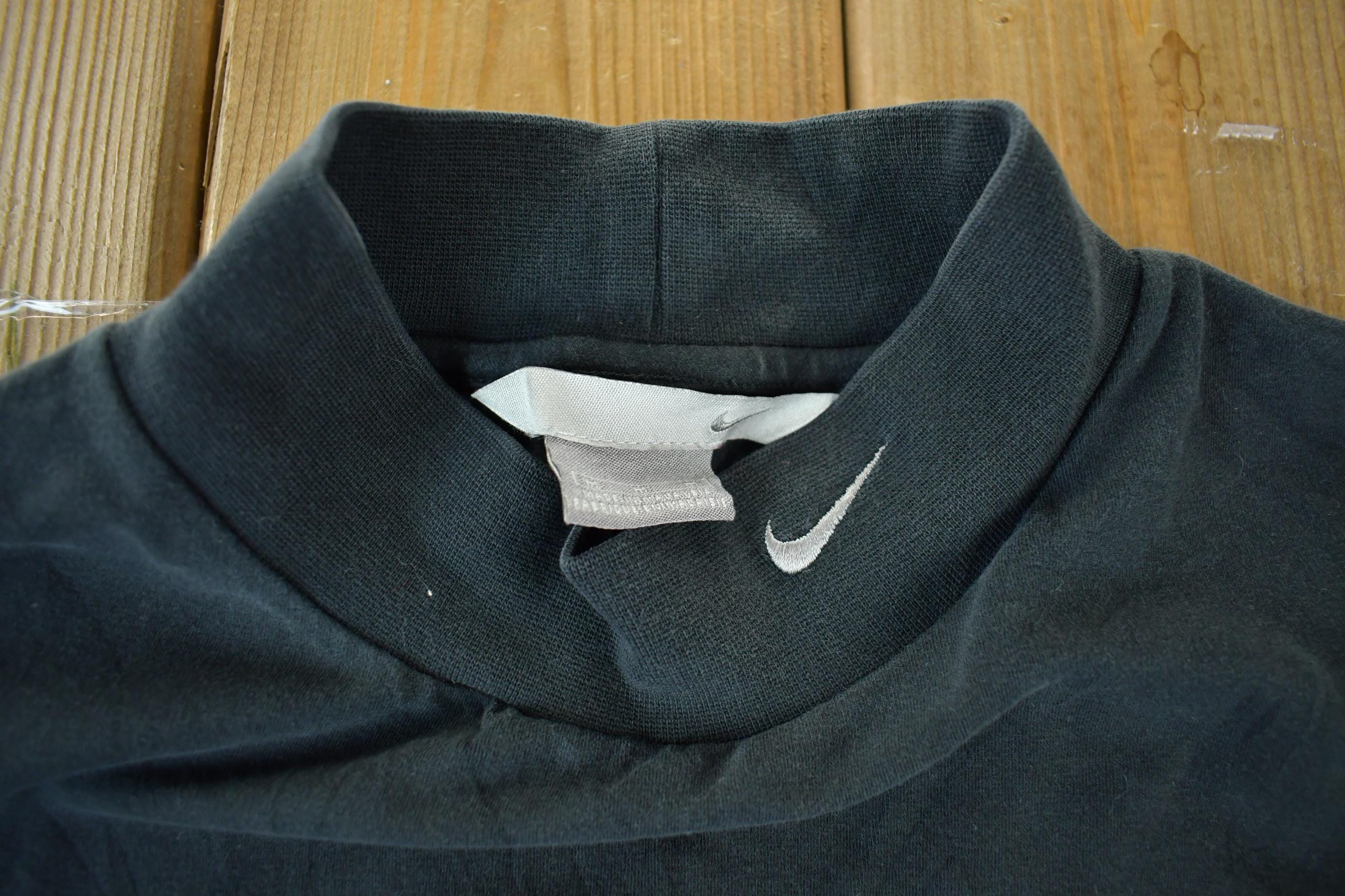 Vintage Y2K Nike Mini Swoosh Black Mock Neck Shirt / Vintage Nike / Sportswear / Streetwear / Long-sleeve