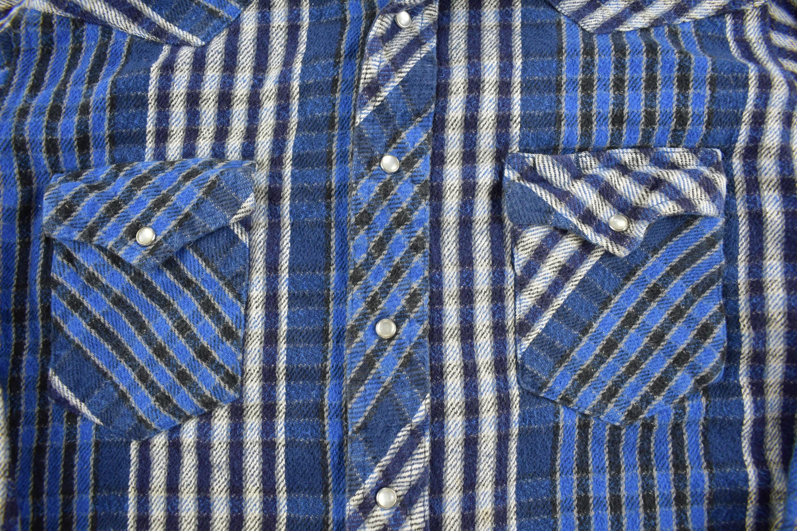 Vintage 1980s Wrangler Plaid Button Up Western Shirt Made In USA