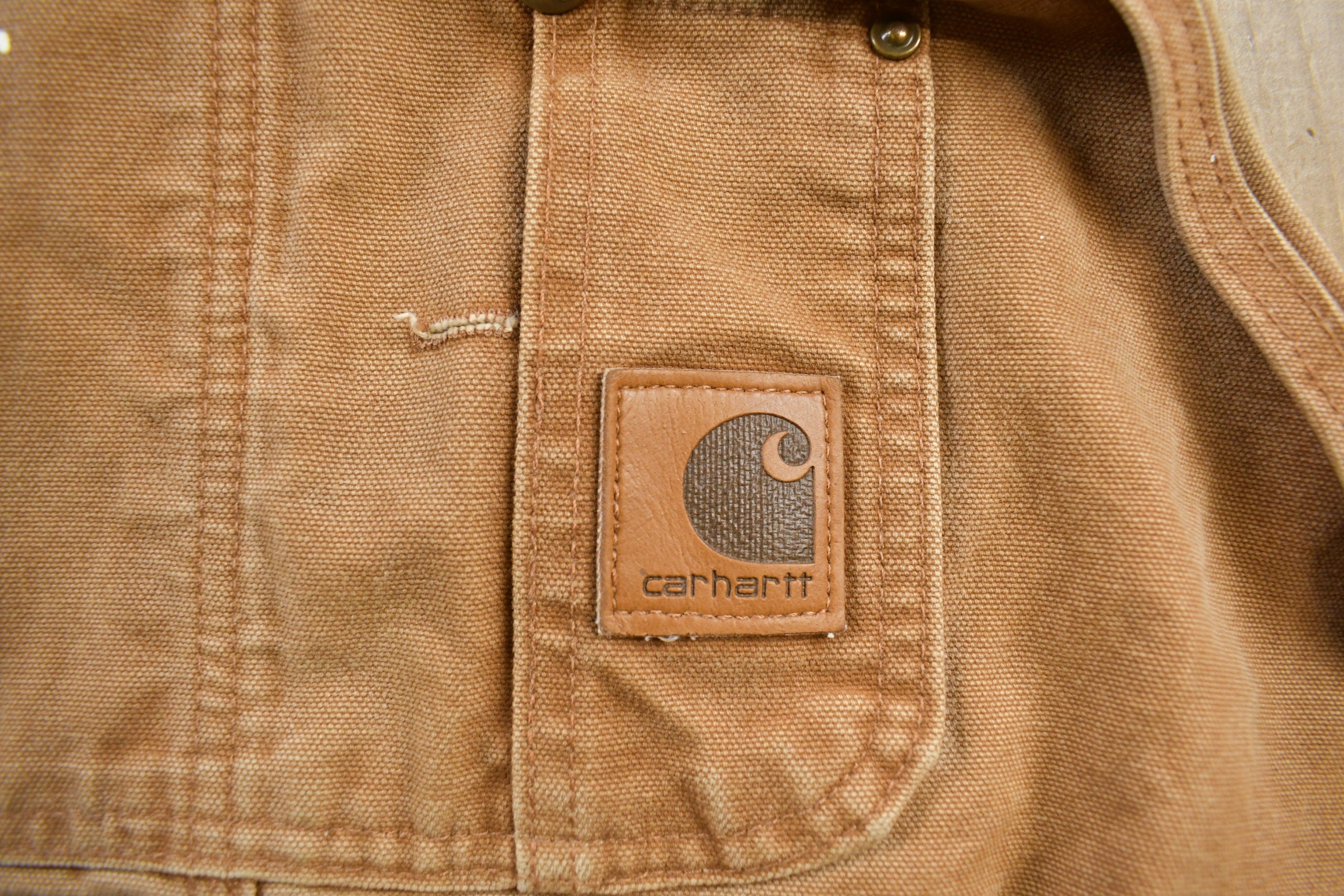 Vintage 1990s Carhartt Double Knee Canvas Overalls Size 50x32