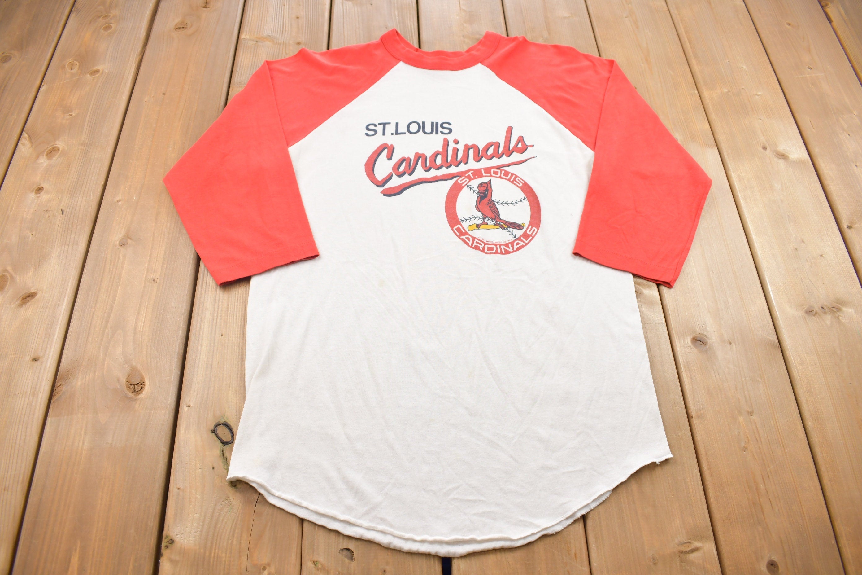 Vintage 1980s St. Louis Cardinals Raglan Trench Graphic Top