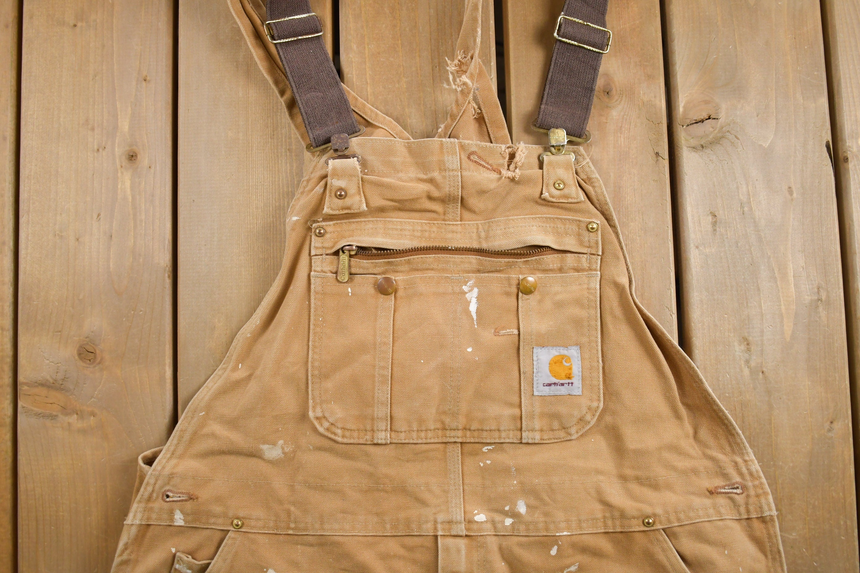Vintage 1990s Carhartt Duck Canvas Jean Overalls Size 44 x 29