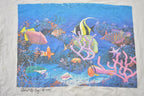 Vintage 1990 Ocean Fishes Theme Bonfire Graphic T-Shirt Single Stitch