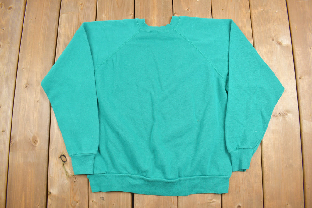 Vintage 1980s Tultex Turquoise Raglan Crewneck Sweatshirt