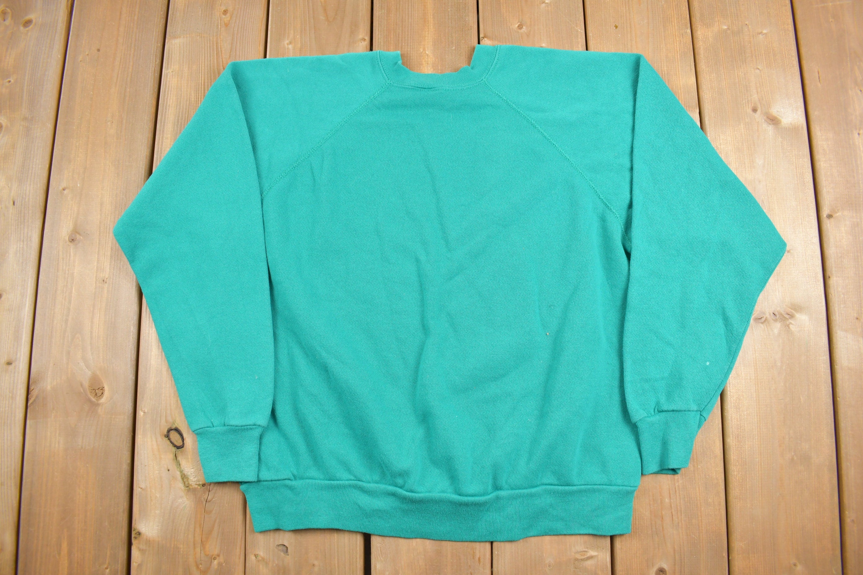 Vintage 1980s Tultex Turquoise Raglan Crewneck Sweatshirt