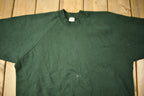 Vintage 1980s Fruit Of The Loom Forest Green Blank Raglan Crewneck Sweatshirt