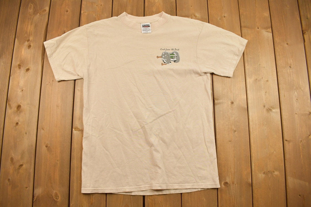 Vintage 1990s Cast From the Past Parody Fishing Art Graphic T Shirt