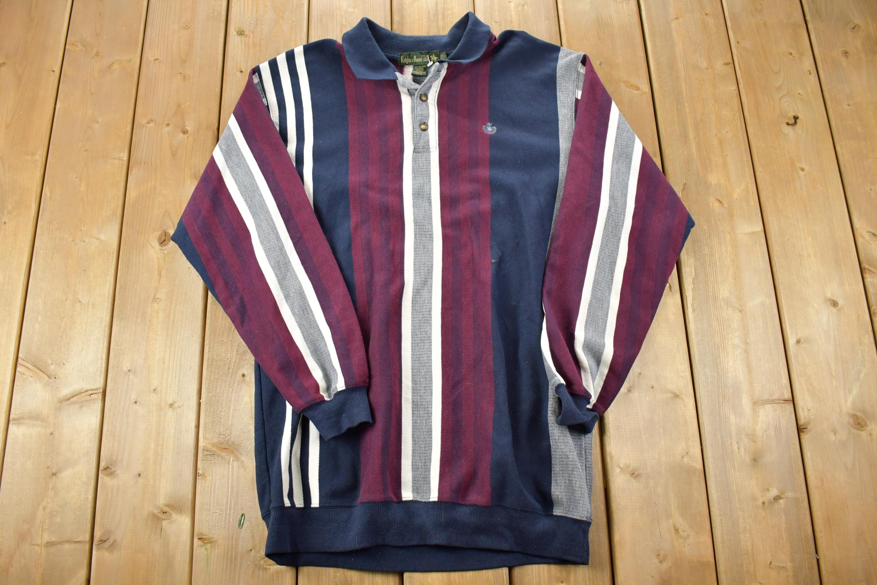 Vintage 1990s Knights At Round Table Tall Striped Button Up Shirt