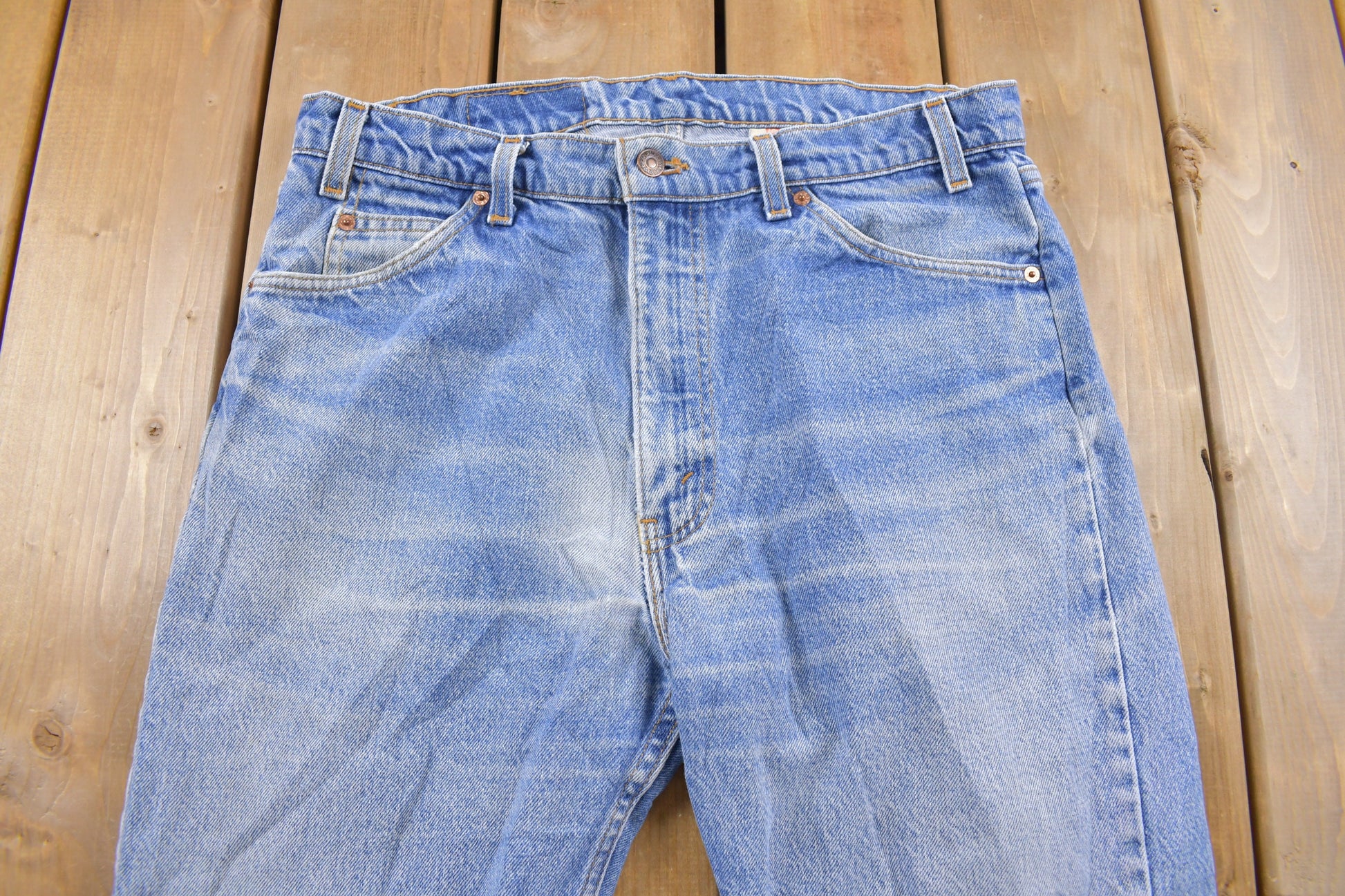 Vintage 1980s Levi's 505 Orange Tab Jeans Size 34 x 31