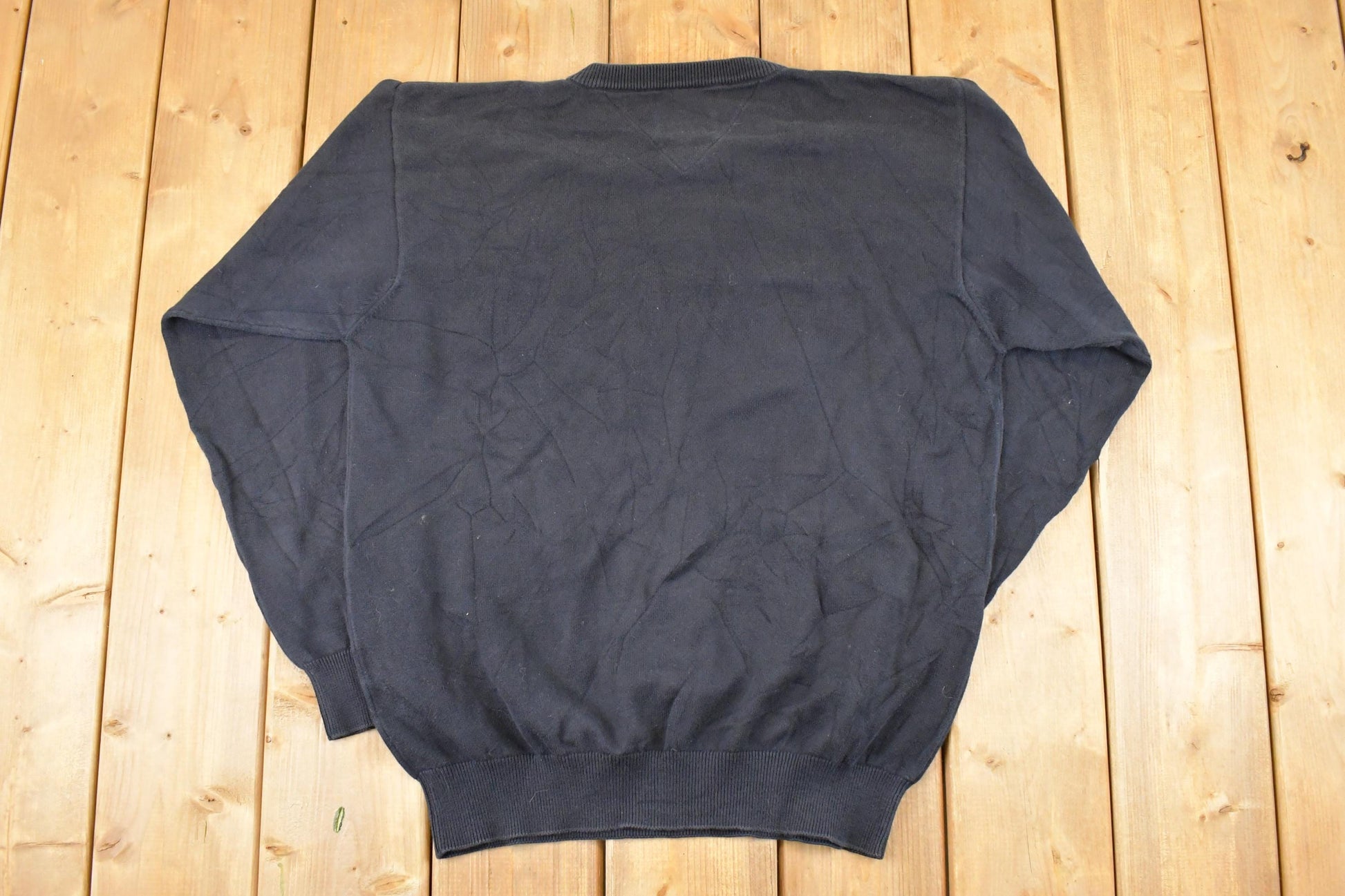 Vintage 1990s Tommy Hilfiger Knit Crewneck Sweater Men's L  90s Knitted Sweatshirt  Vintage Preppy Knits