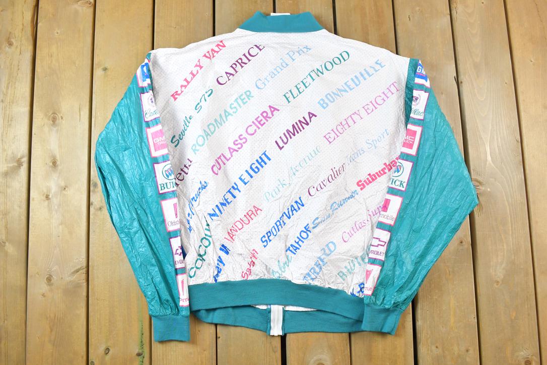 Vintage 1990s Gm Motors All Over Print Fleet Sales Windbreaker Full Zip Jacket