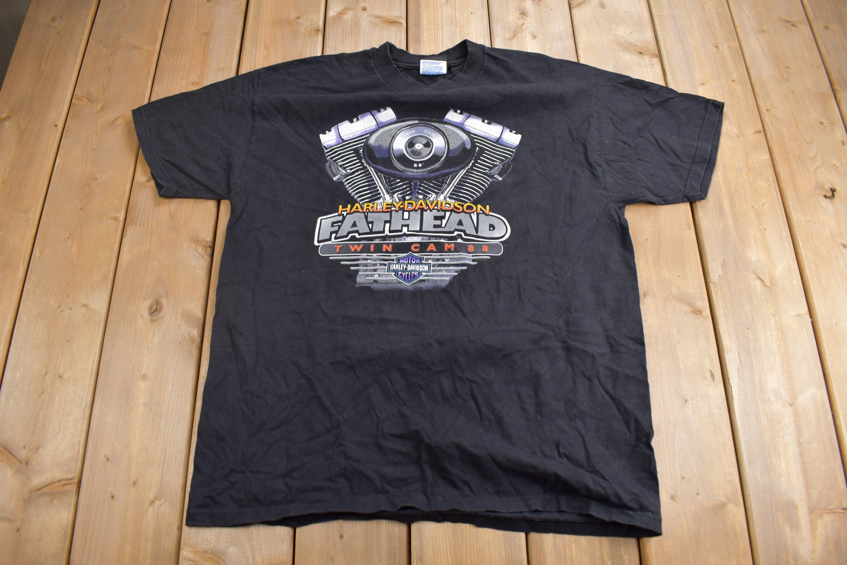 Vintage 1998 Bob's Fond Du Lac Harley Davidson Wisconsin Graphic T-Shirt