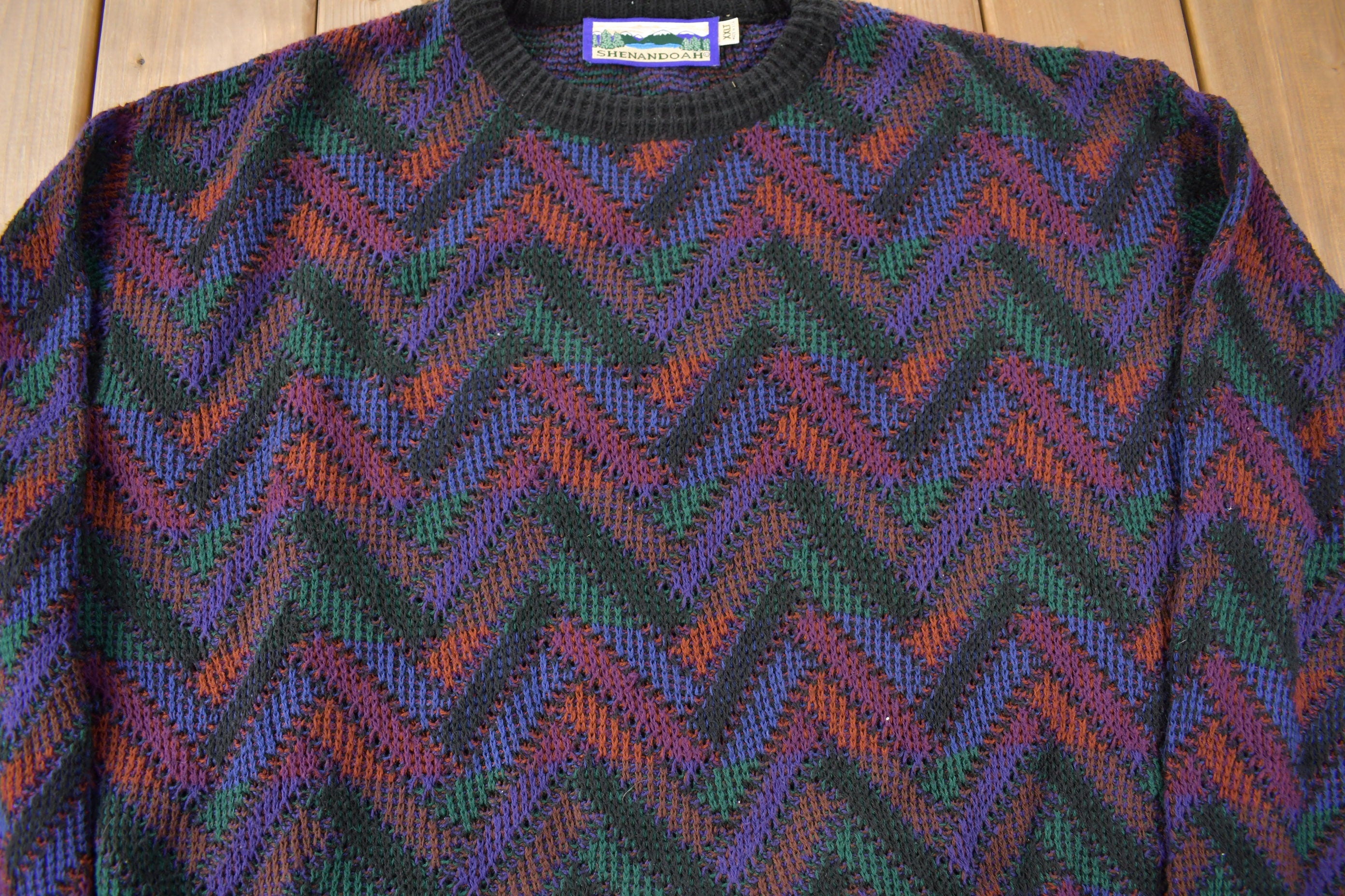 Vintage 1990s Shenandoah Abstract Knit Crewneck Sweater Size XXLT