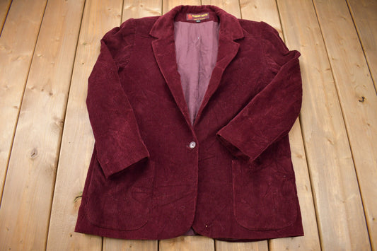 Vintage 1970s Burgundy Corduroy Blazer / Streetwear Fashion / Button Up / True Vintage / Collared Jacket / Grais / Made in Romania