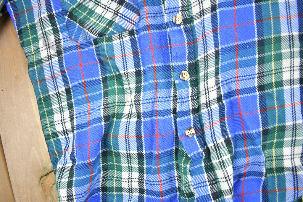 Vintage 1990s Mens Store Plaid Flannel Button Up Shirt