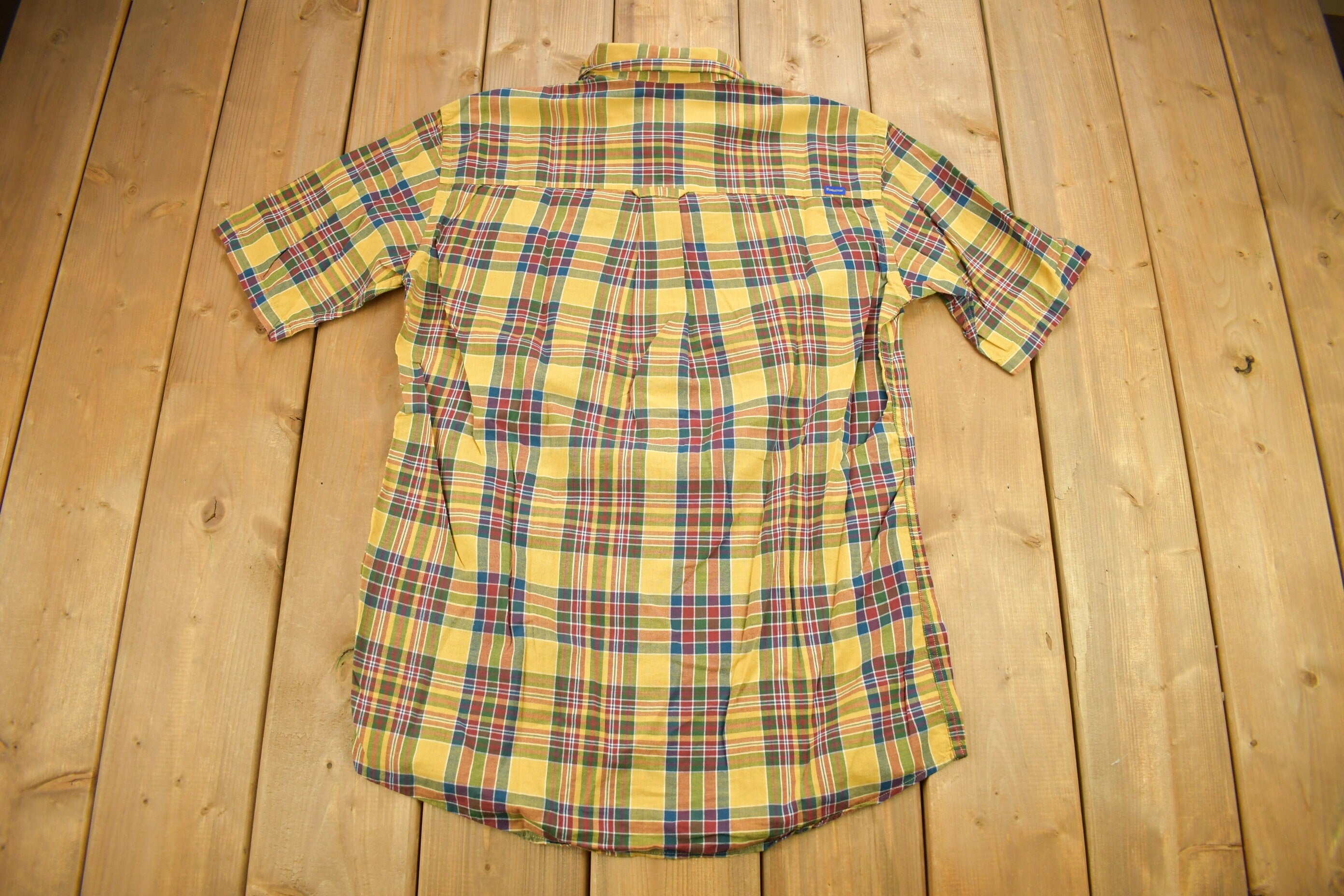 Vintage Sir Pendleton original Surf Brand Short Sleeve Yellow Plaid Button Up Shirt