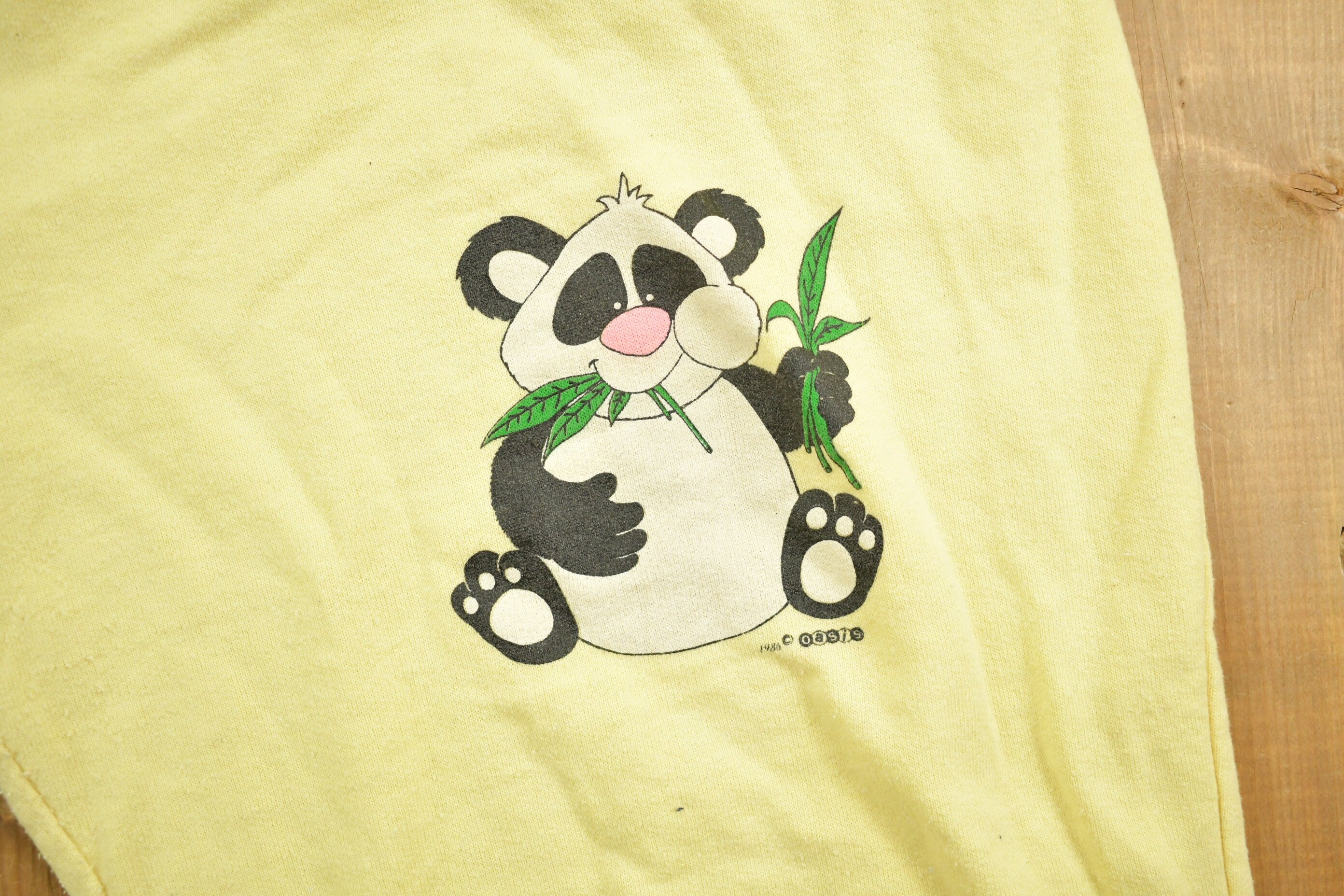 Vintage 1980s Hungry Panda Themed Yellow Sweatpants 26 x 25.5