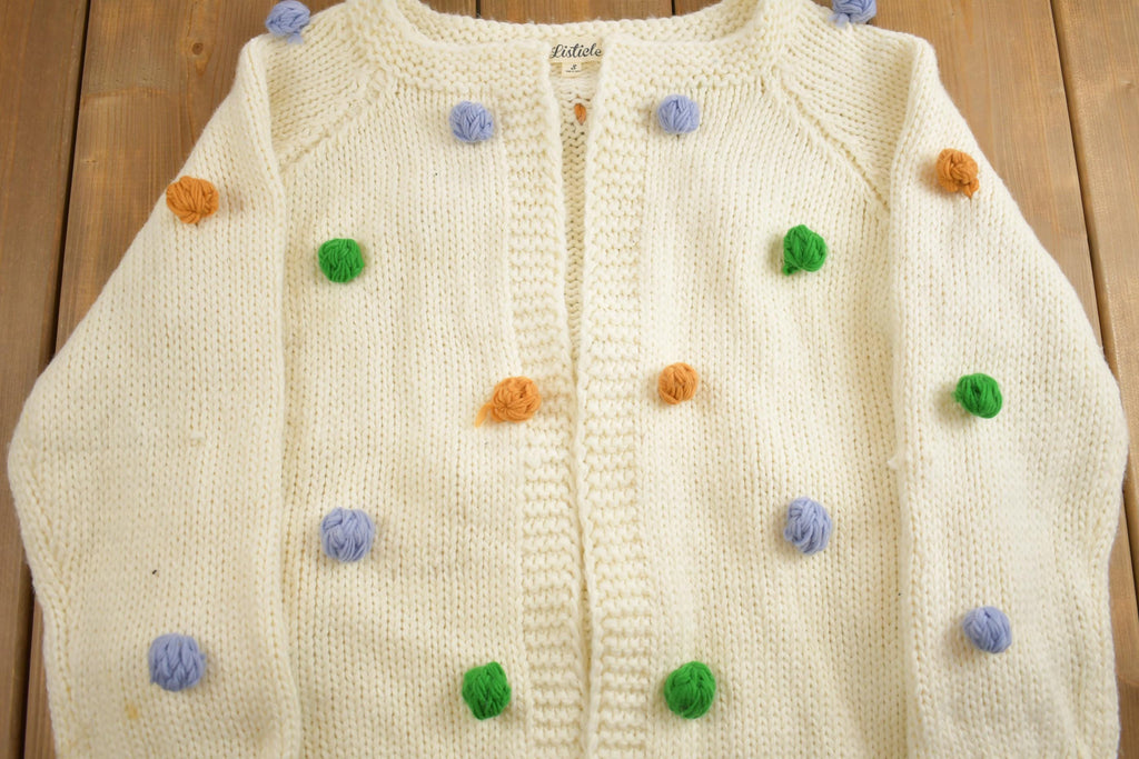Vintage 1990s Listicle Dotted Knit Cardigan Sweater