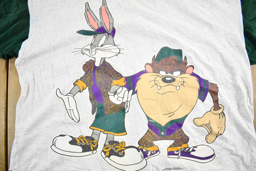 Vintage 1994 Looney Tunes Bugs Bunny Taz Baseball Jersey Shirt Men's XL
