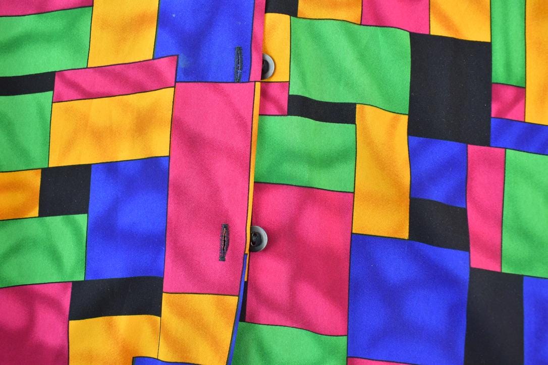 Vintage 1990s Kathy Che Art Deco Button Up Shirt