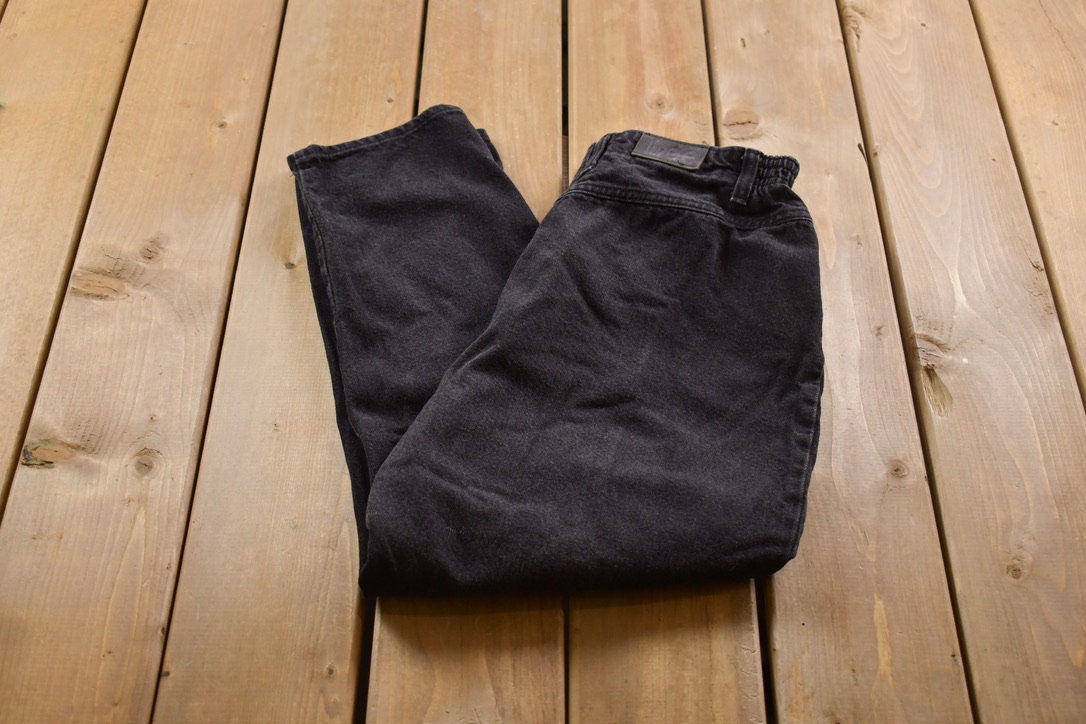 Vintage 1990s Lee Black Denim Straight Leg Jeans Size 30 x 26.5