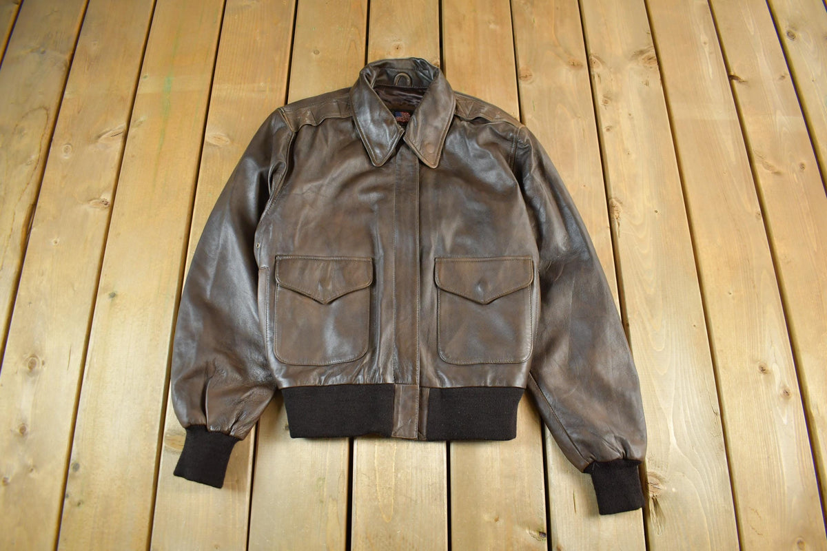Vintage 2000s US Wings A.C. Contract Leather Flight Jacket Men's Small