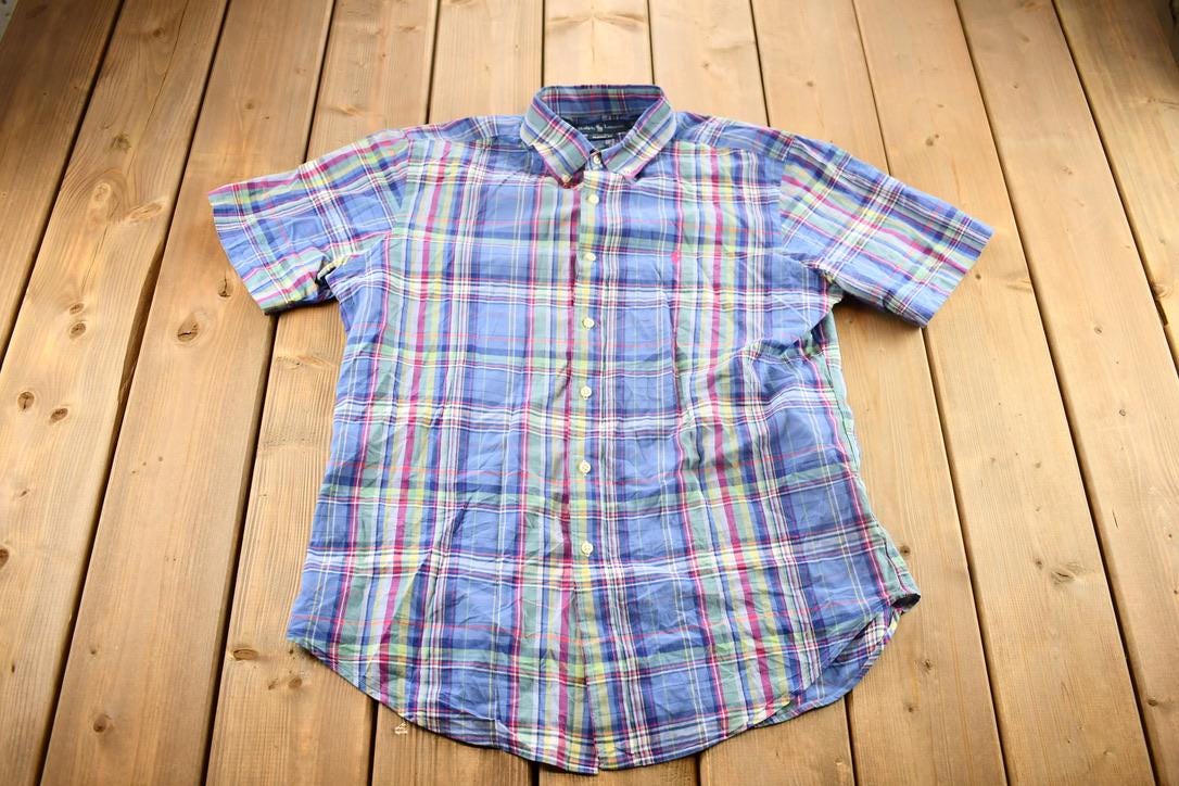 Vintage 2000s Polo Ralph Lauren Checkered Plaid Short Sleeve Button Down Shirt
