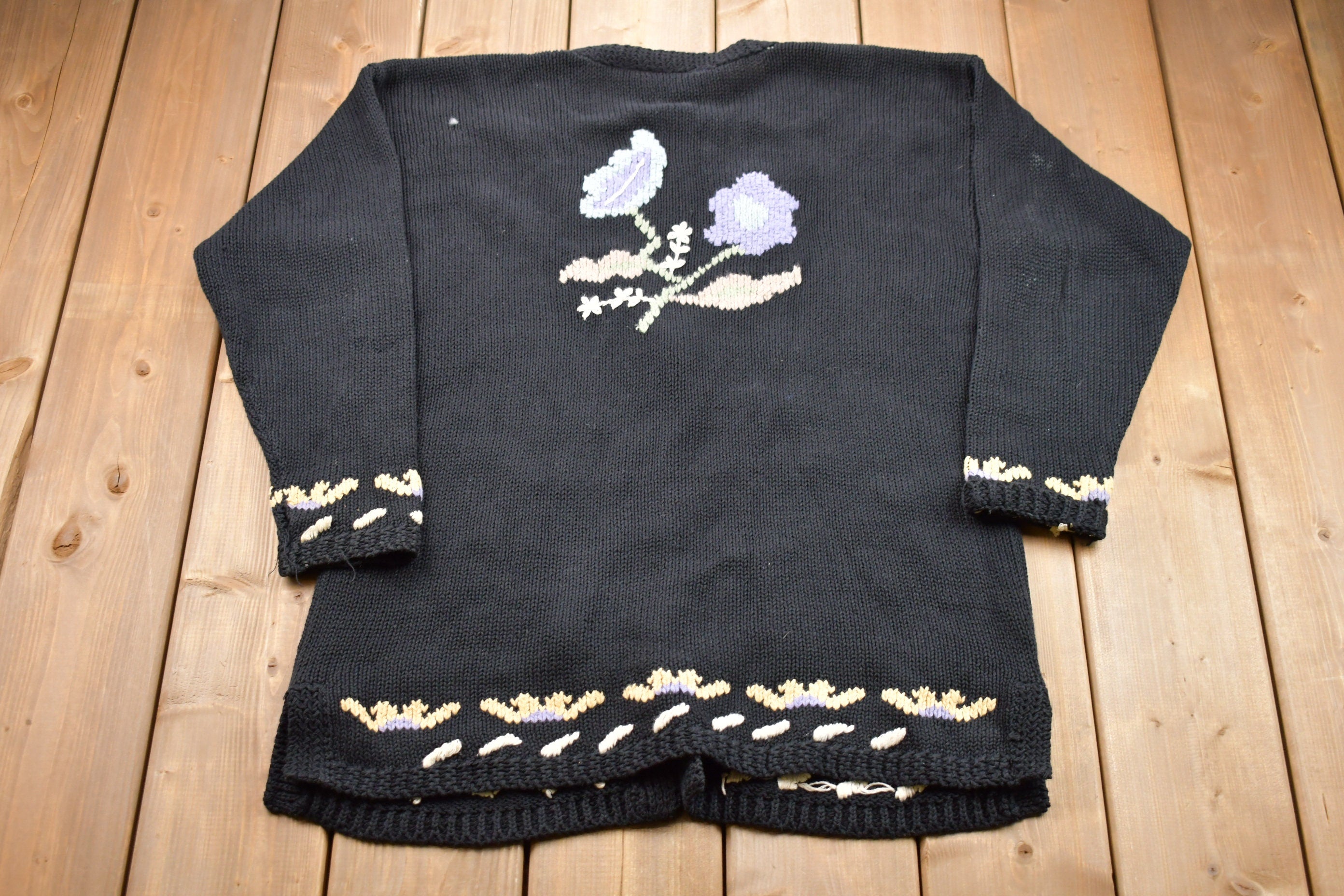 Vintage 1990s Floral Knitted Sweater