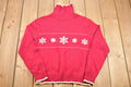 Vintage Sonoma Knitted Turtle Neck , Vintage 90s Turtle Neck , Pattern Sweater , Embroidered Snow Flakes , Christmas , Pullover Sweatshirt