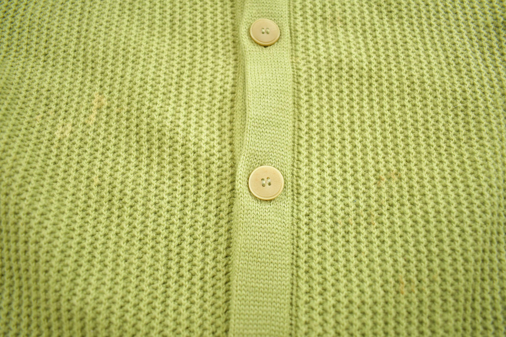 Vintage 1990s Green Collared Knit Cardigan Sweater