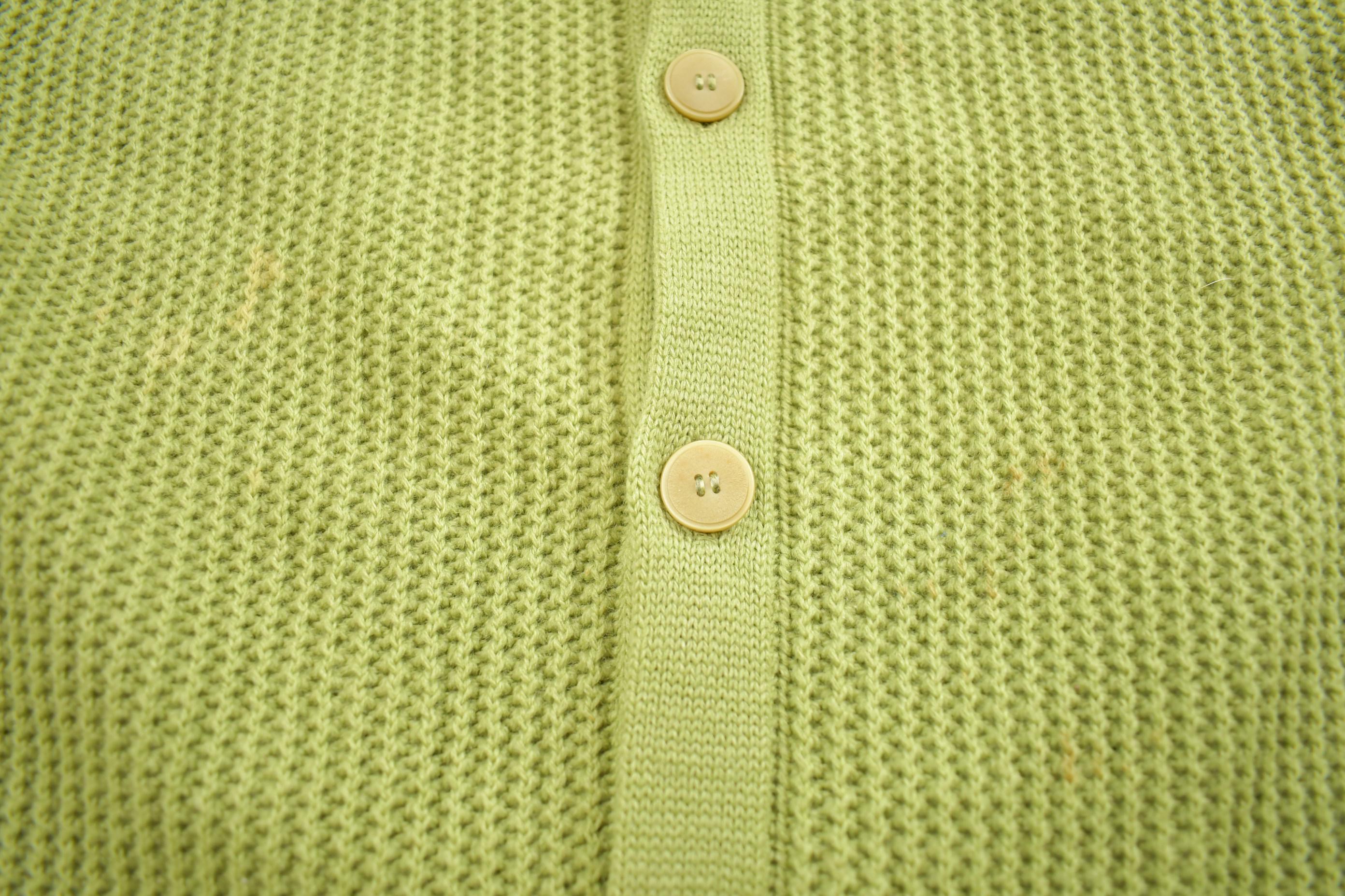 Vintage 1990s Green Collared Knit Cardigan Sweater