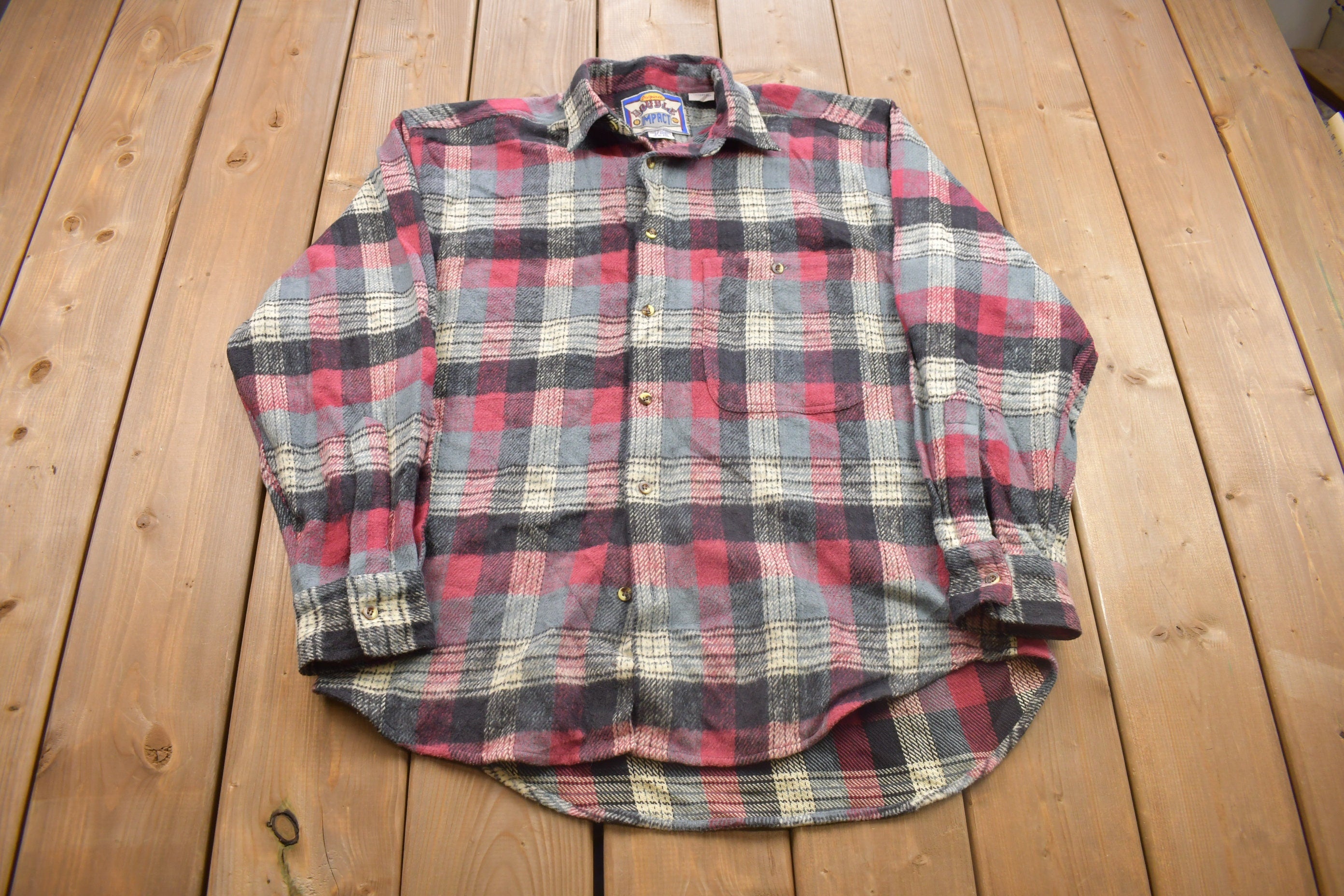Vintage 1990s Double Impact Plaid Button Up Shirt