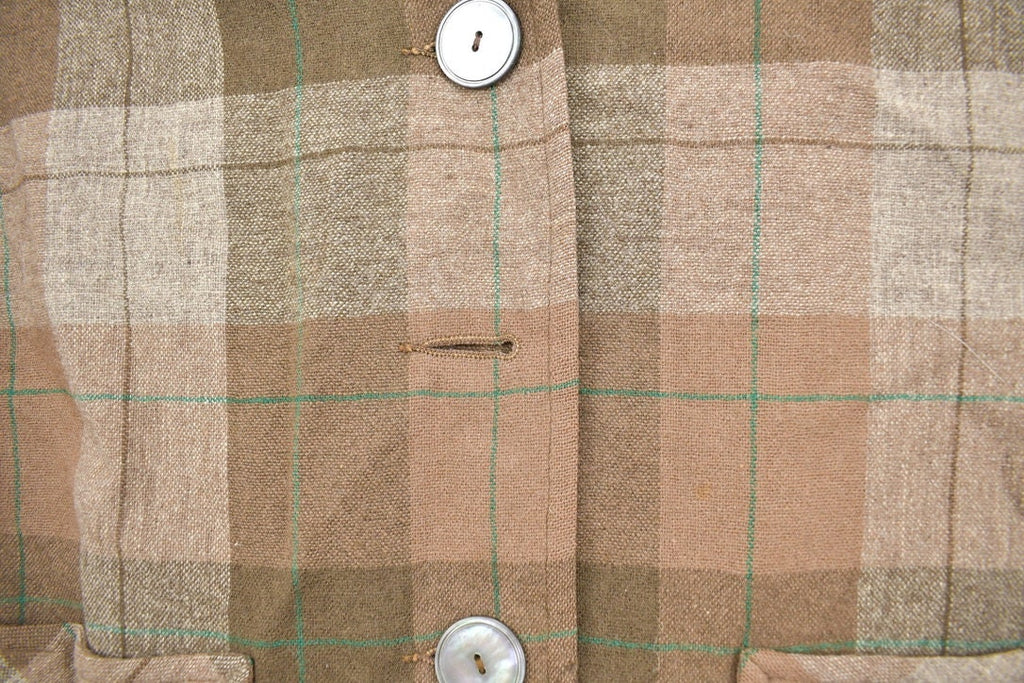 Vintage 1970s Pendleton Plaid Button Up Blazer Shirt