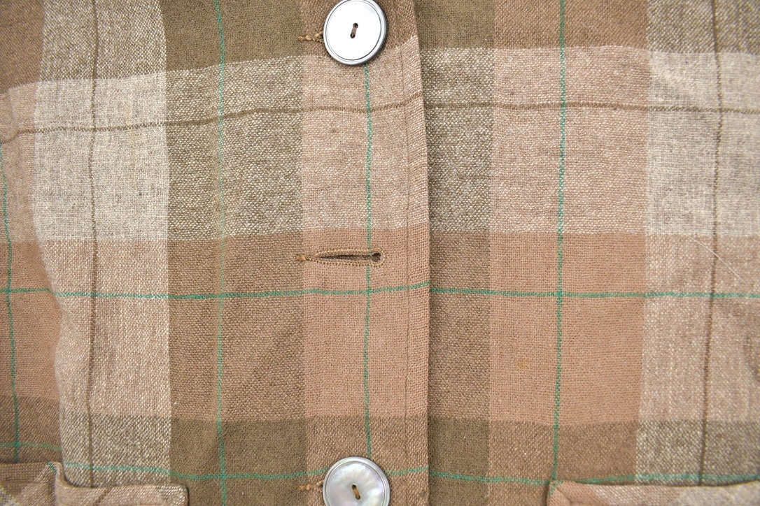 Vintage 1970s Pendleton Plaid Button Up Blazer Shirt