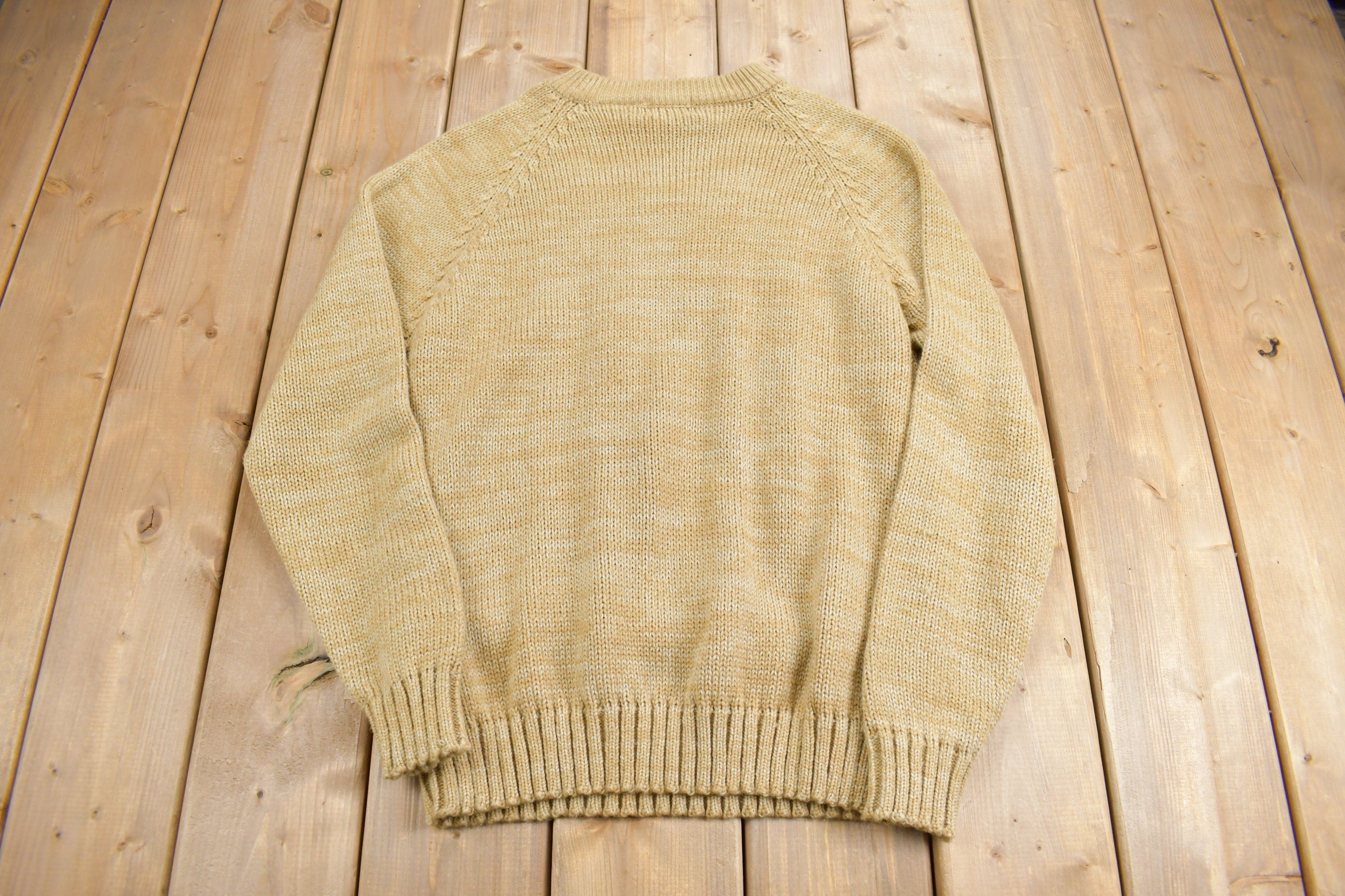 Vintage 1980s Laurentian 3D Cable Knit Crewneck Sweater