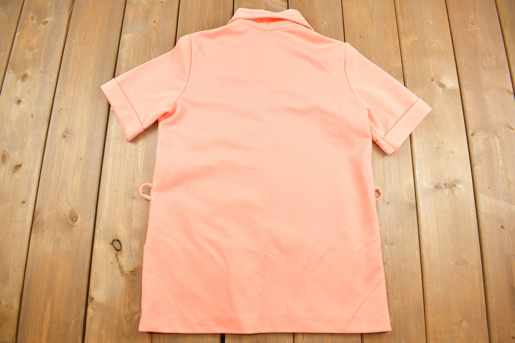 Vintage 1980s Blank Pink Womens Button Up Short Sleeve Shirt