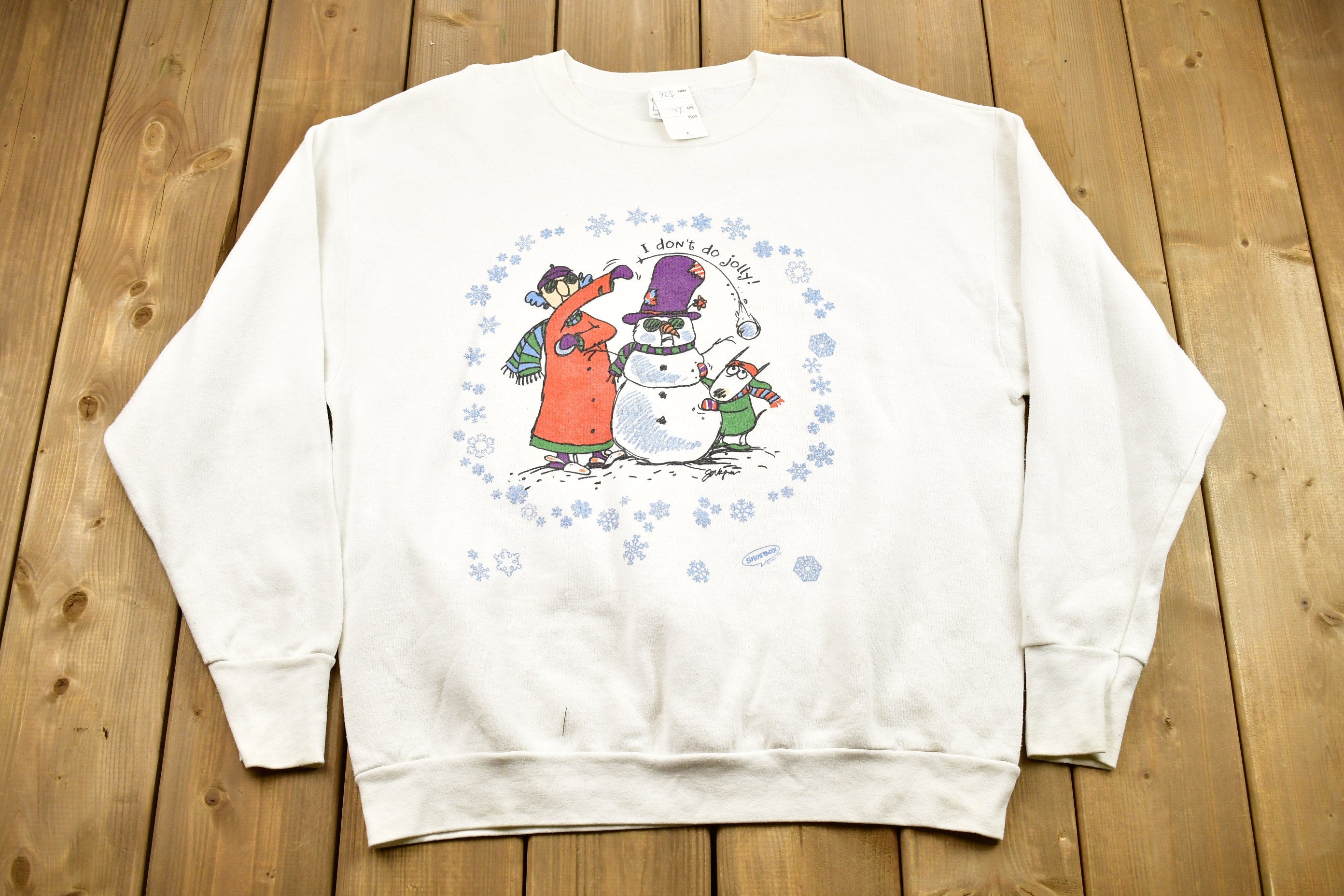 Vintage 1990s Cute Snowman Winter Theme Crewneck Sweater , 90s Holiday Crewneck , I Don't Do Jolly! , Winter Wear , Festive , Snowman