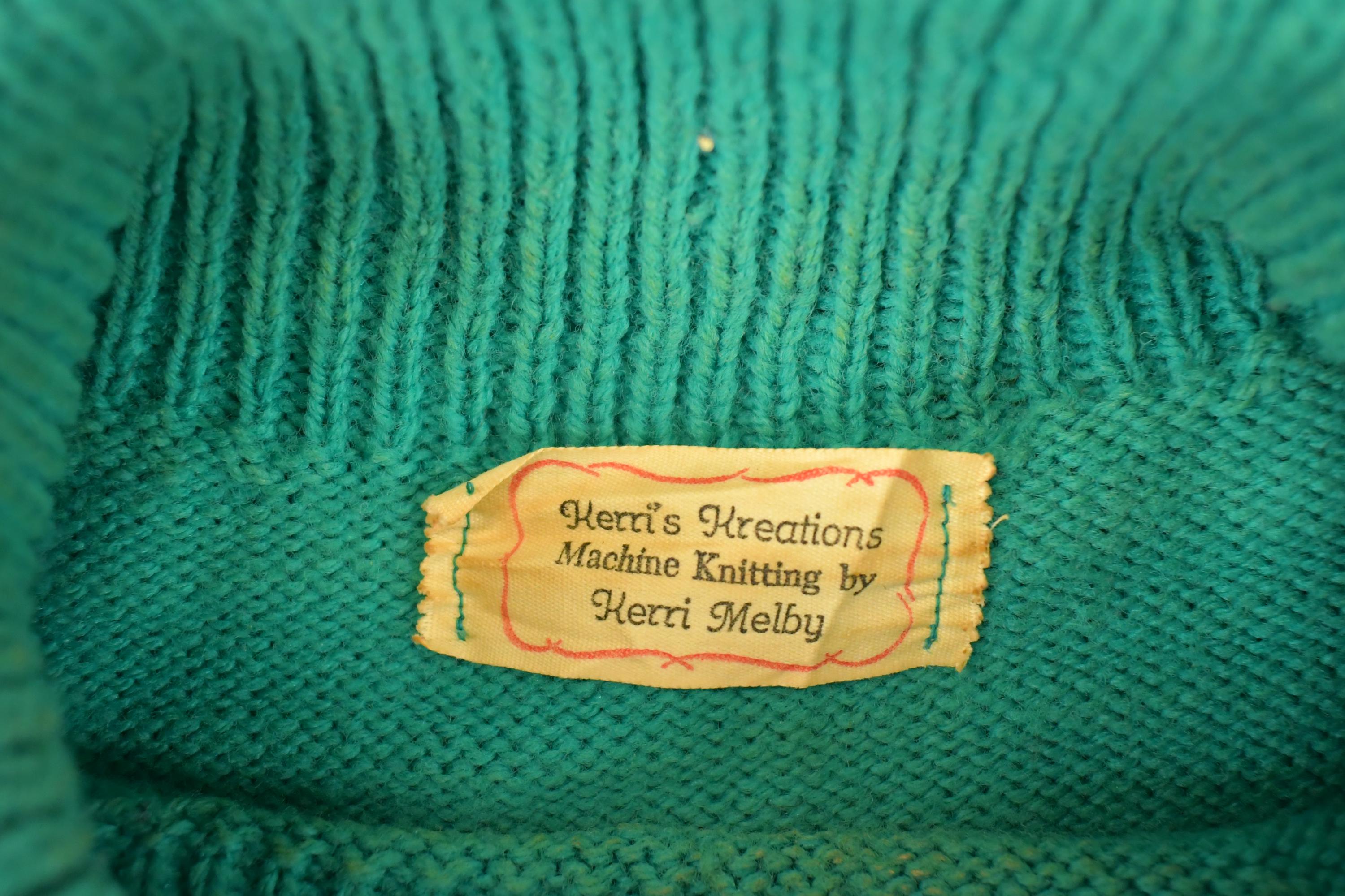Vintage 1980s Kerris Kreations Ski Knit Turtleneck Sweater Women's L
