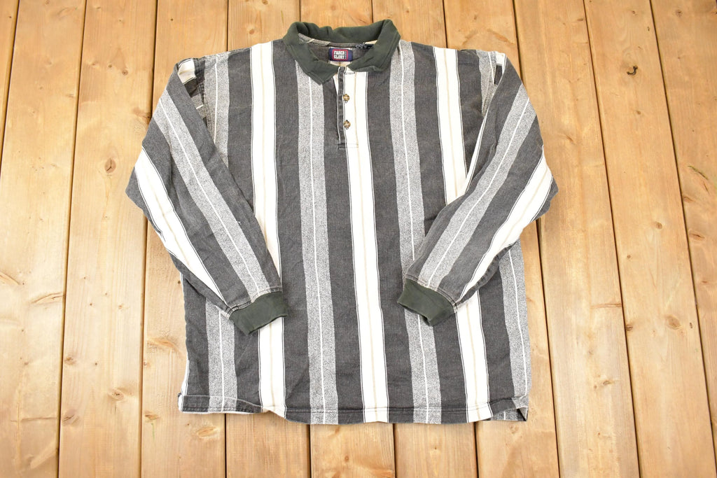 Vintage 1990s Faded Glory Horizontal Striped Button Up Shirt Mens L